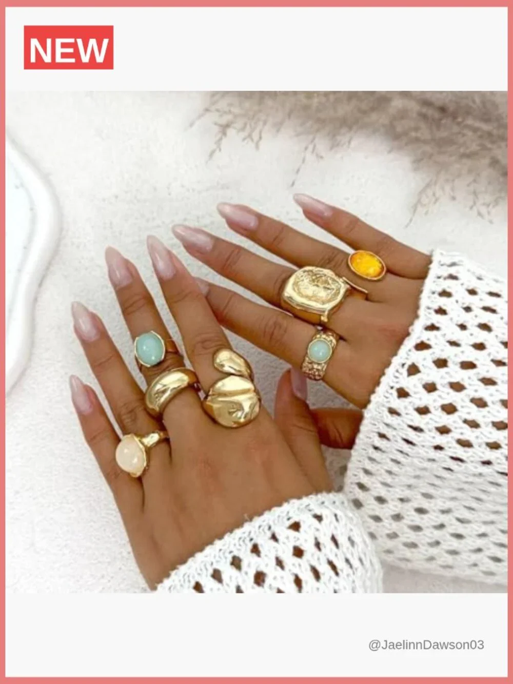 Chunky Gold Square Knuckle Ring Set Adjustable Stacking Rings Statement Jewelry